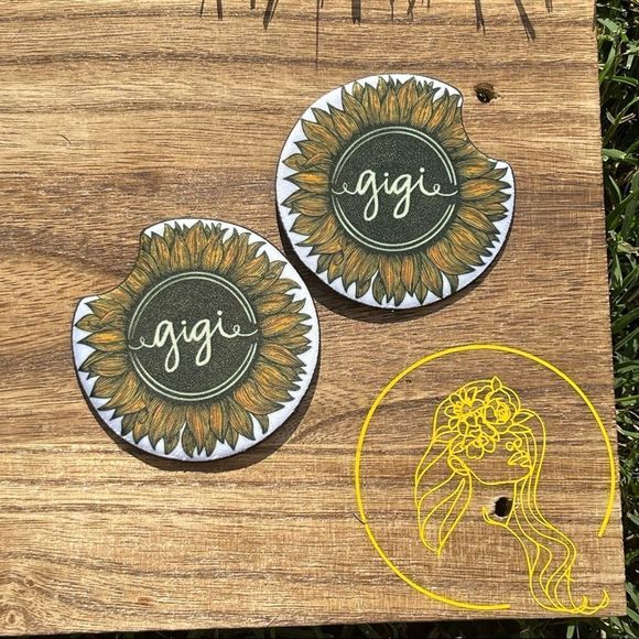GiGi Sunflower Car Coasters 2 Pack - Picture 6 of 10